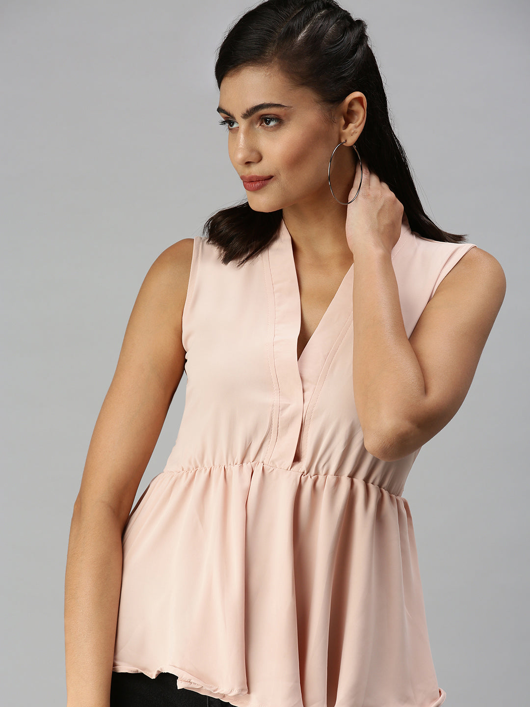 Women's Peach Solid Top