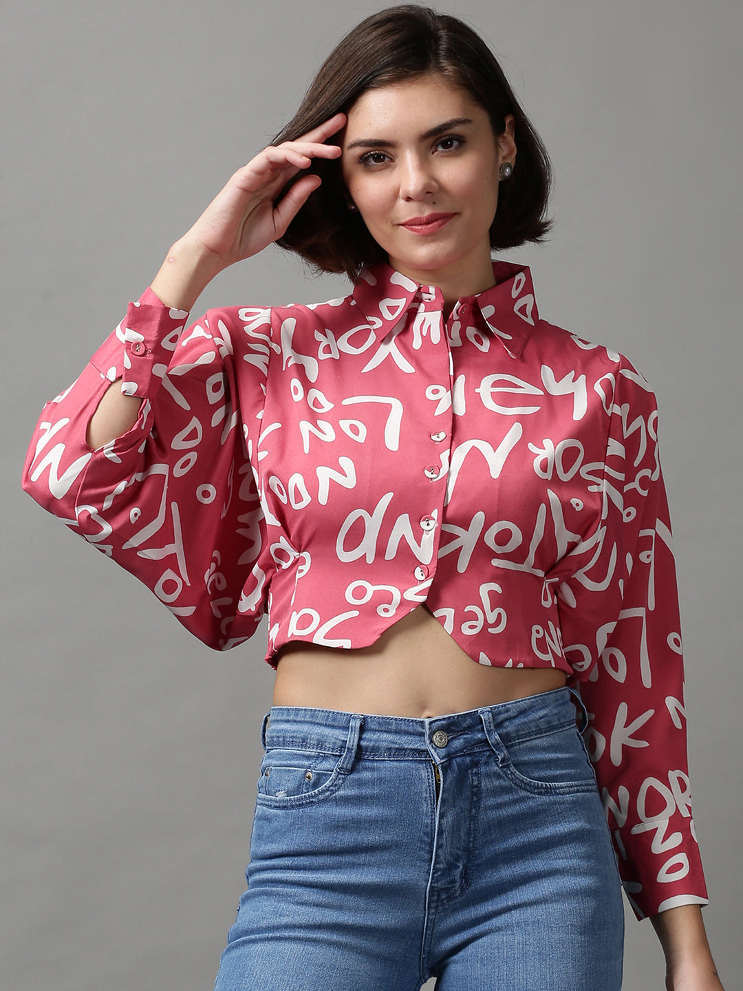 Women's Pink Printed Top