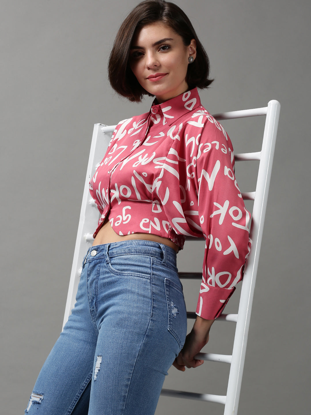 Women's Pink Printed Top