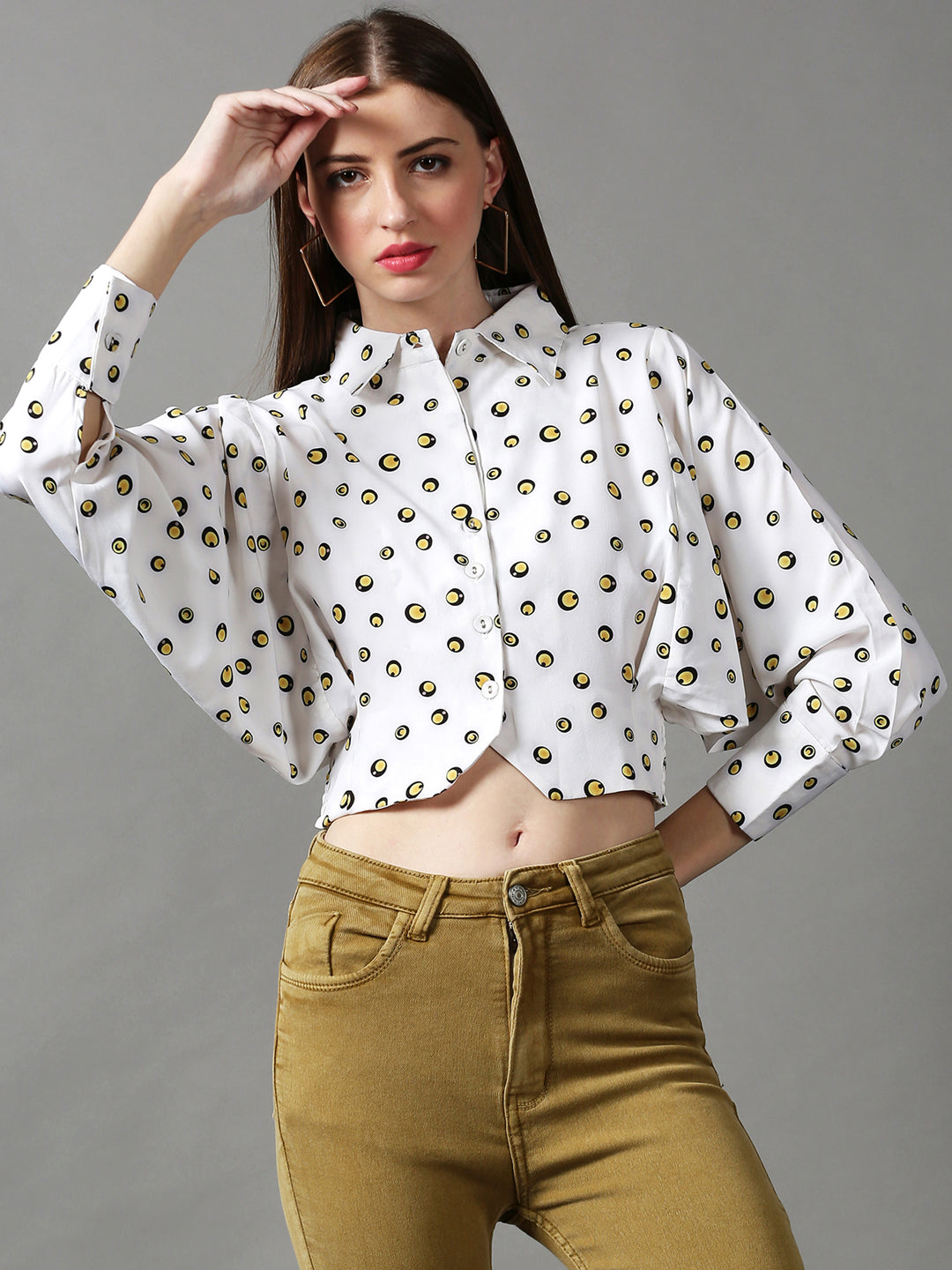 Women's White Printed Top