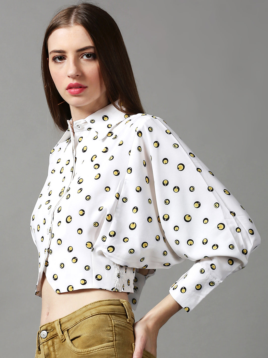 Women's White Printed Top