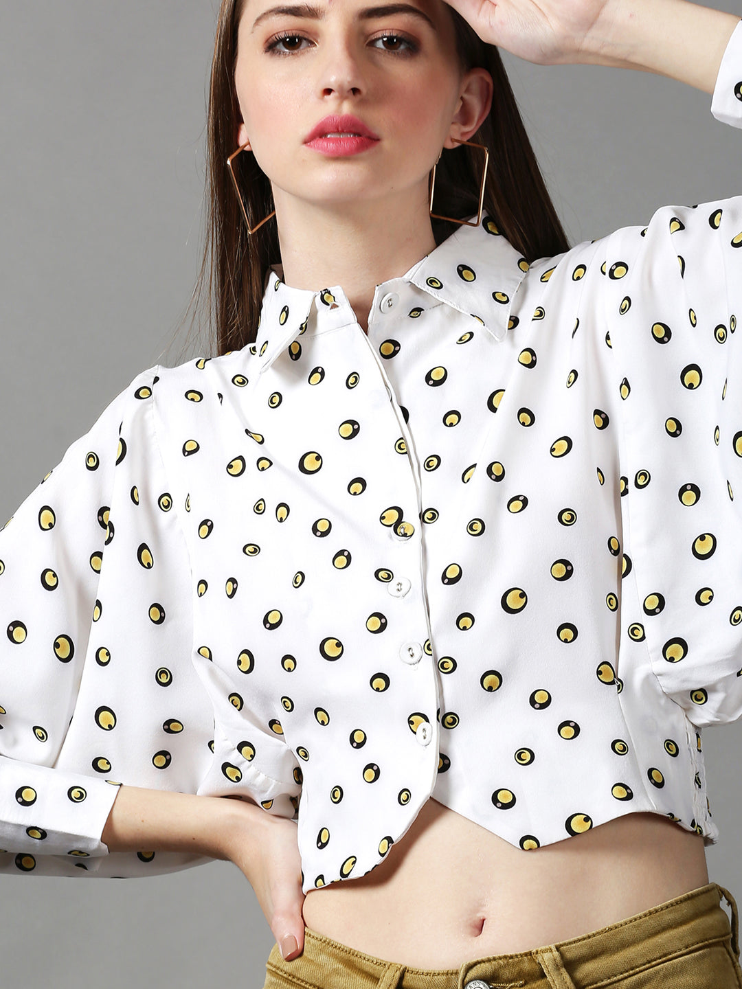 Women's White Printed Top