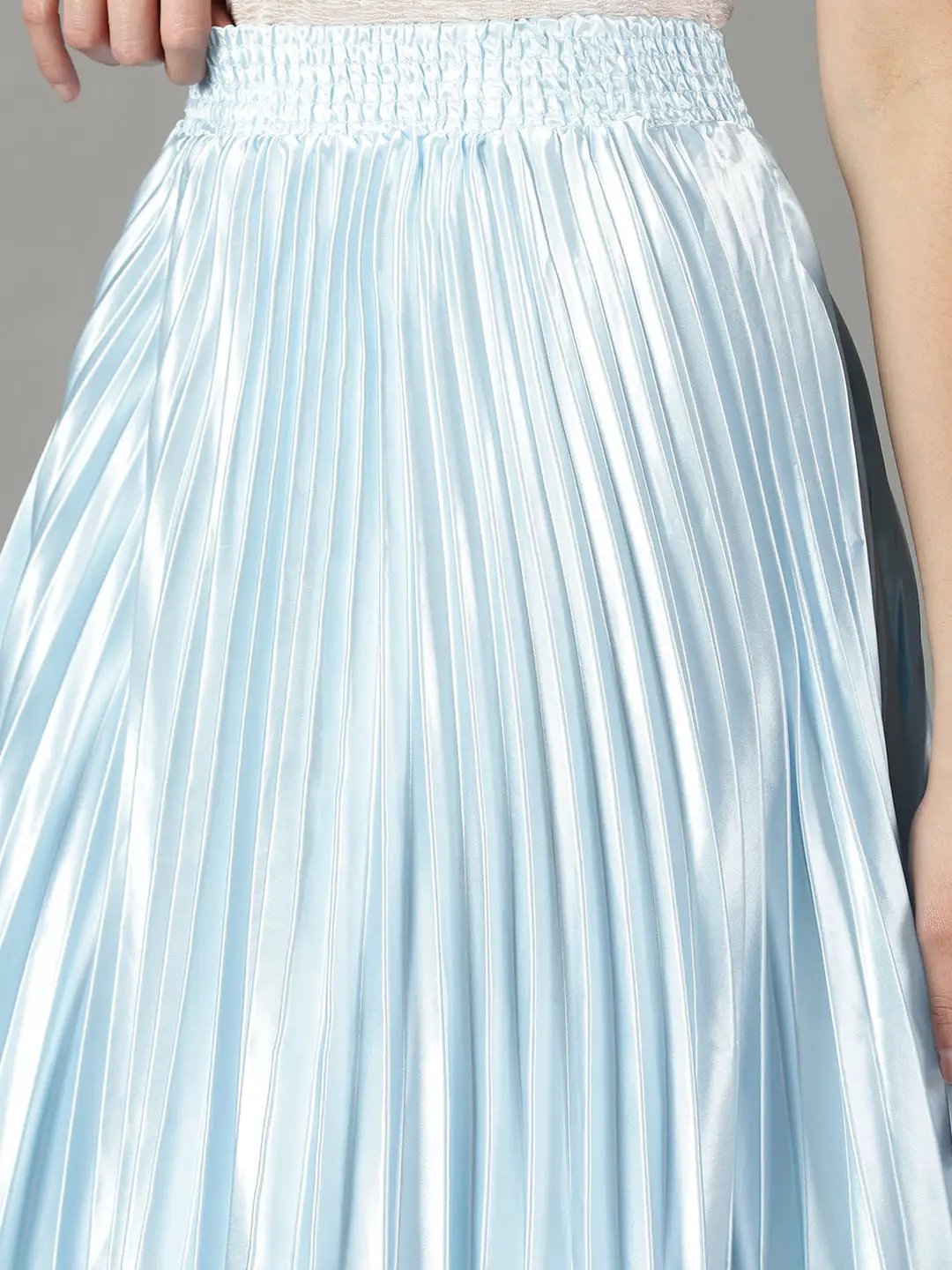 Women's Blue Solid Flared Skirt