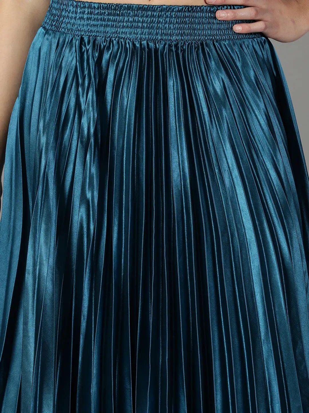 Women's Teal Solid Flared Skirt