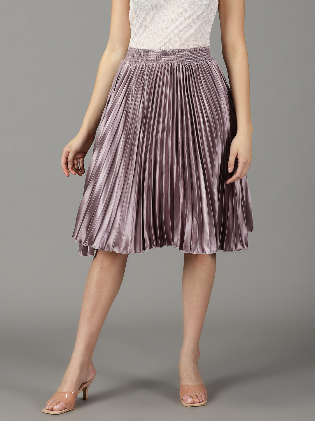 Women's Violet Solid Flared Skirt