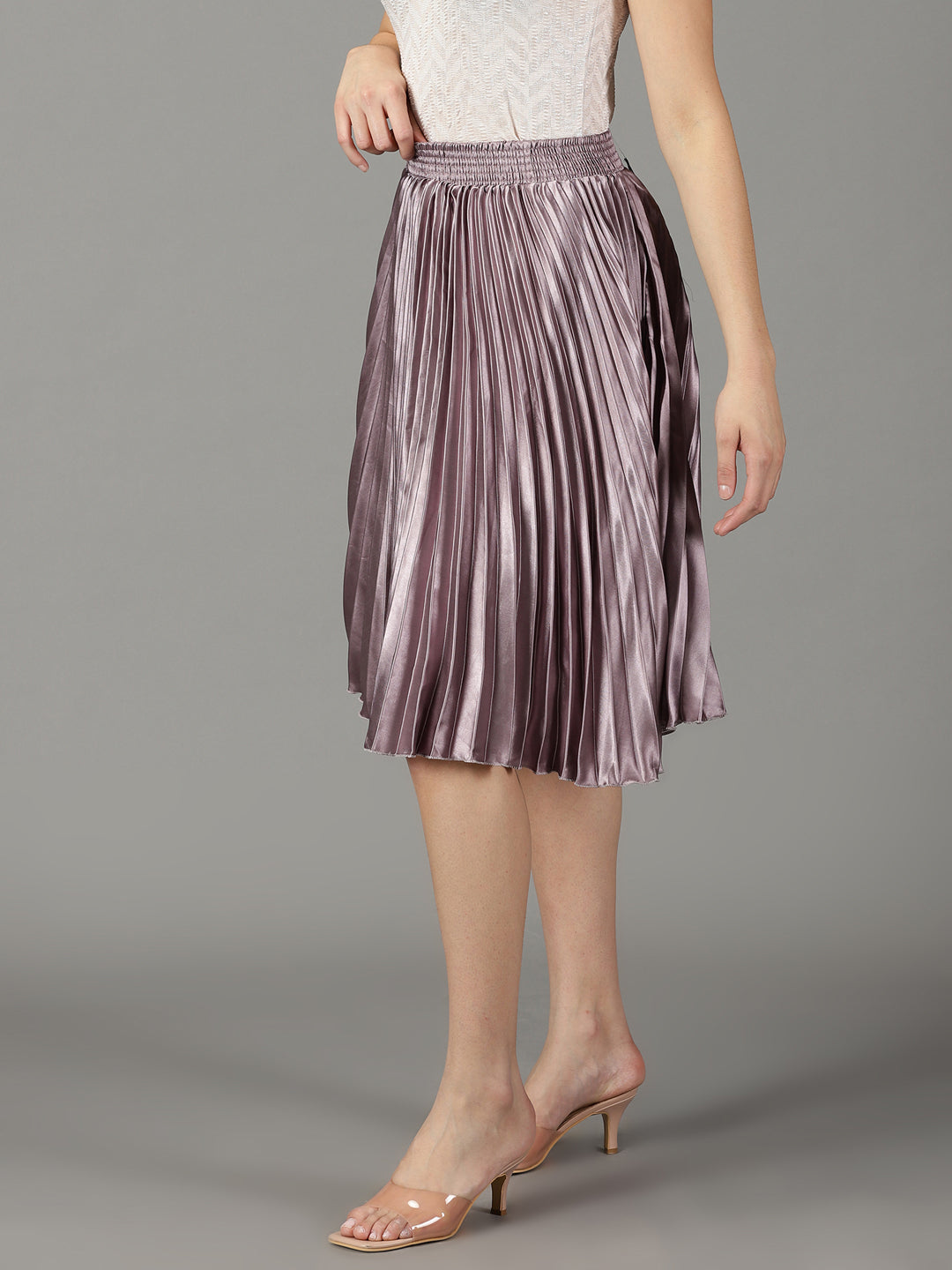 Women's Violet Solid Flared Skirt