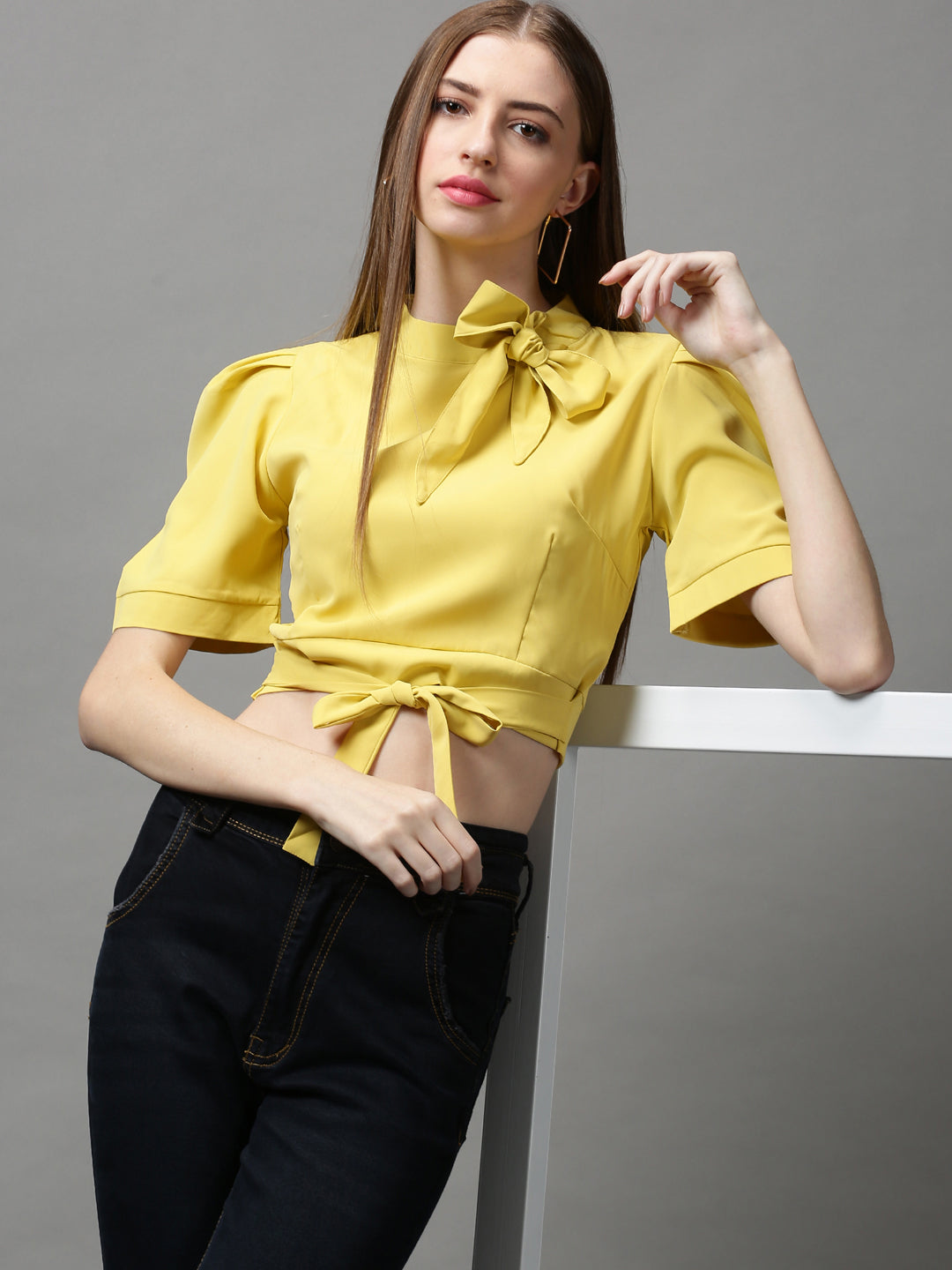 Women's Yellow Solid Top