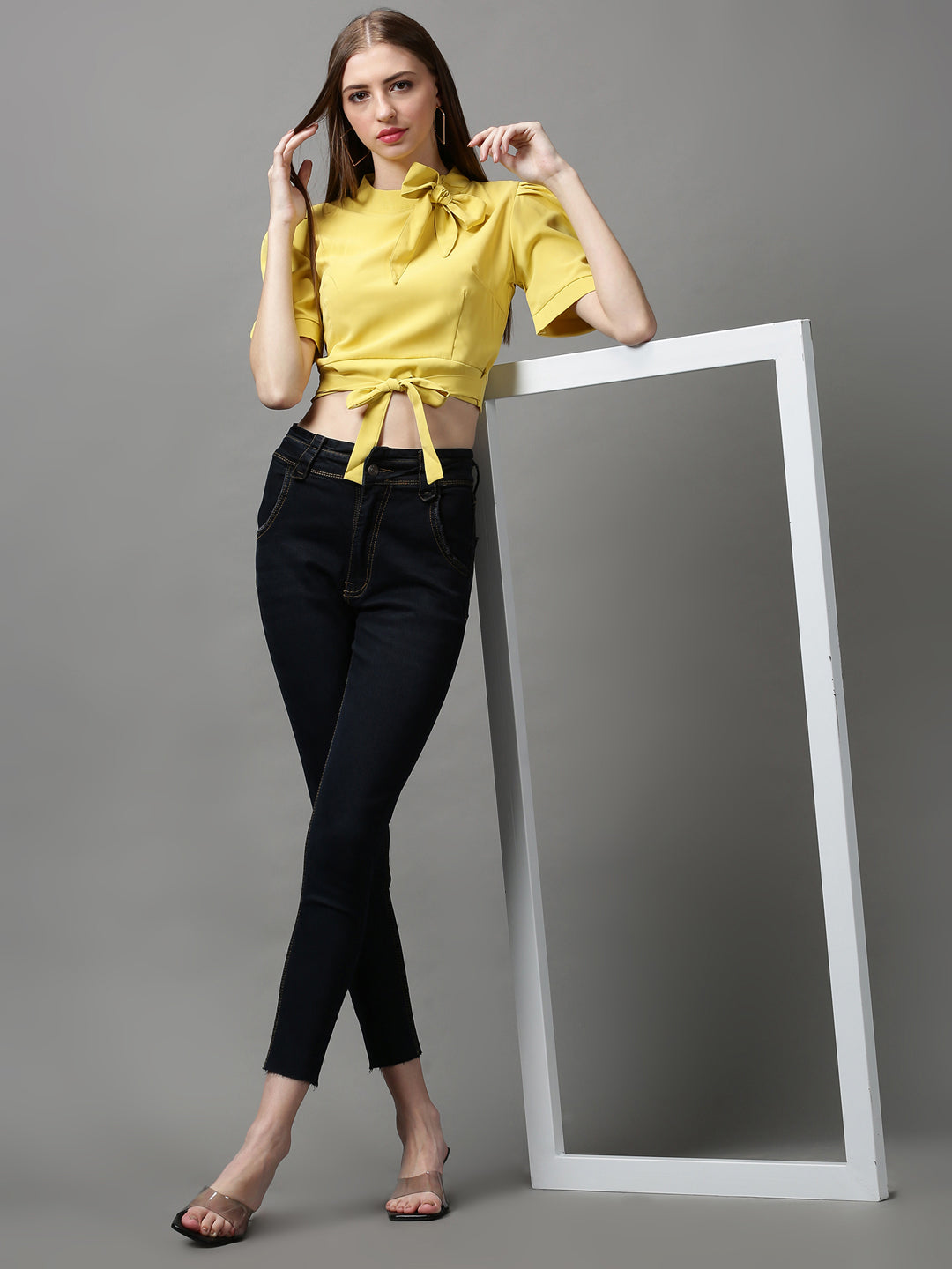 Women's Yellow Solid Top