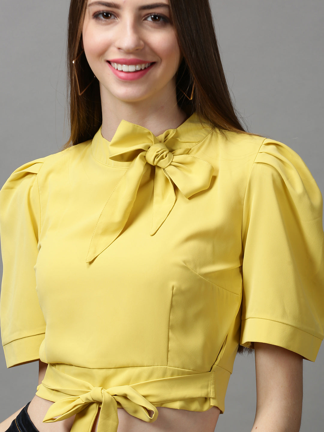 Women's Yellow Solid Top