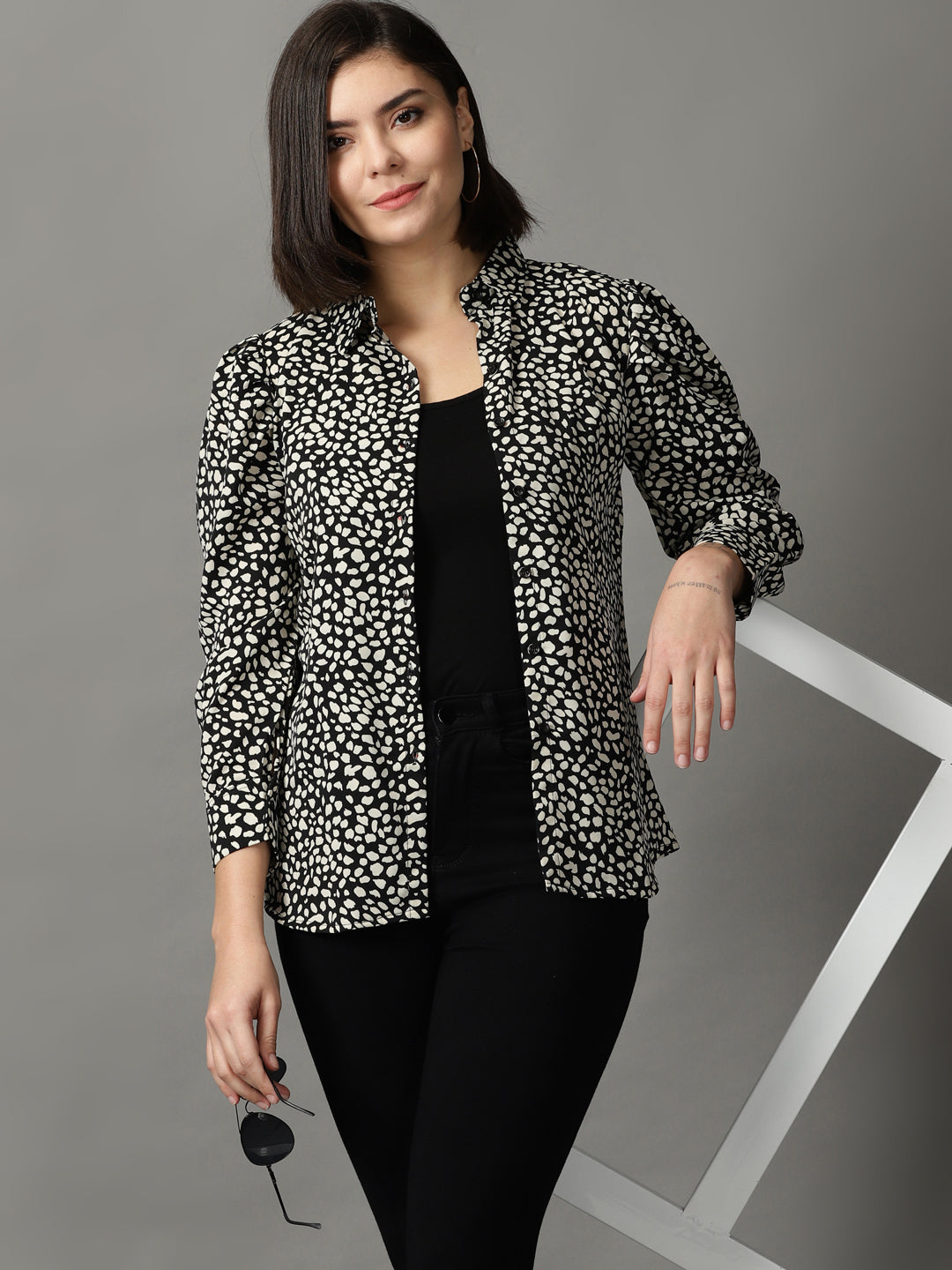 Women's Black Printed Shirt