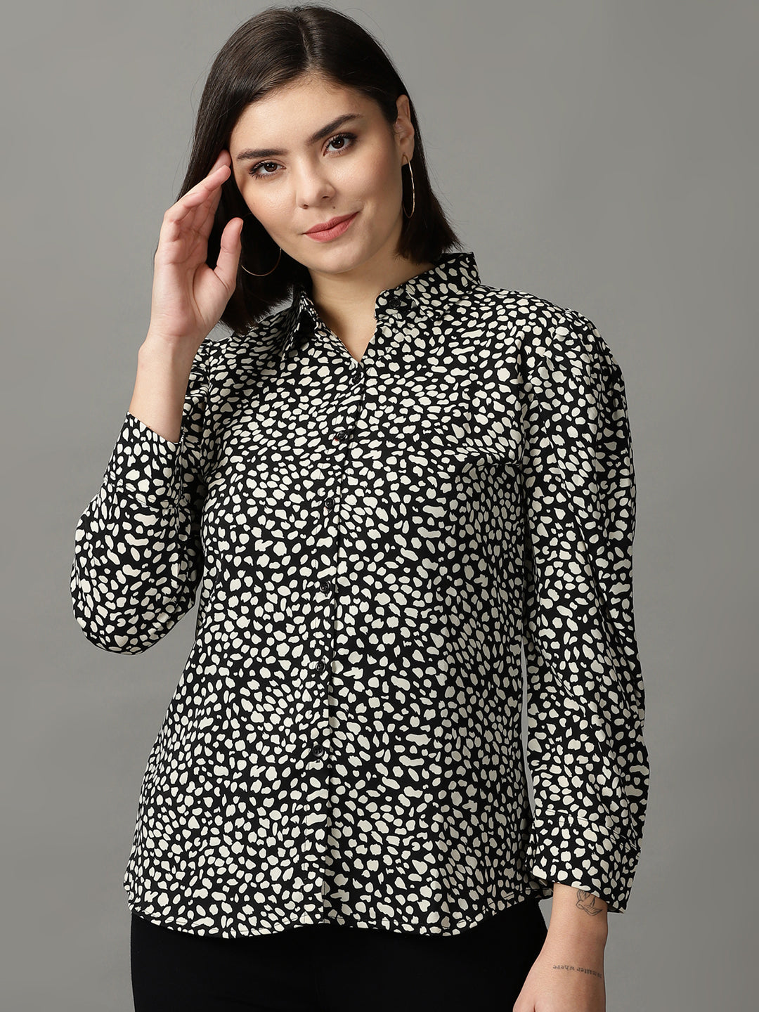 Women's Black Printed Shirt