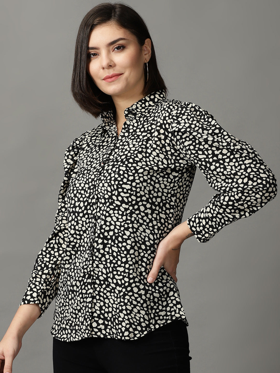 Women's Black Printed Shirt