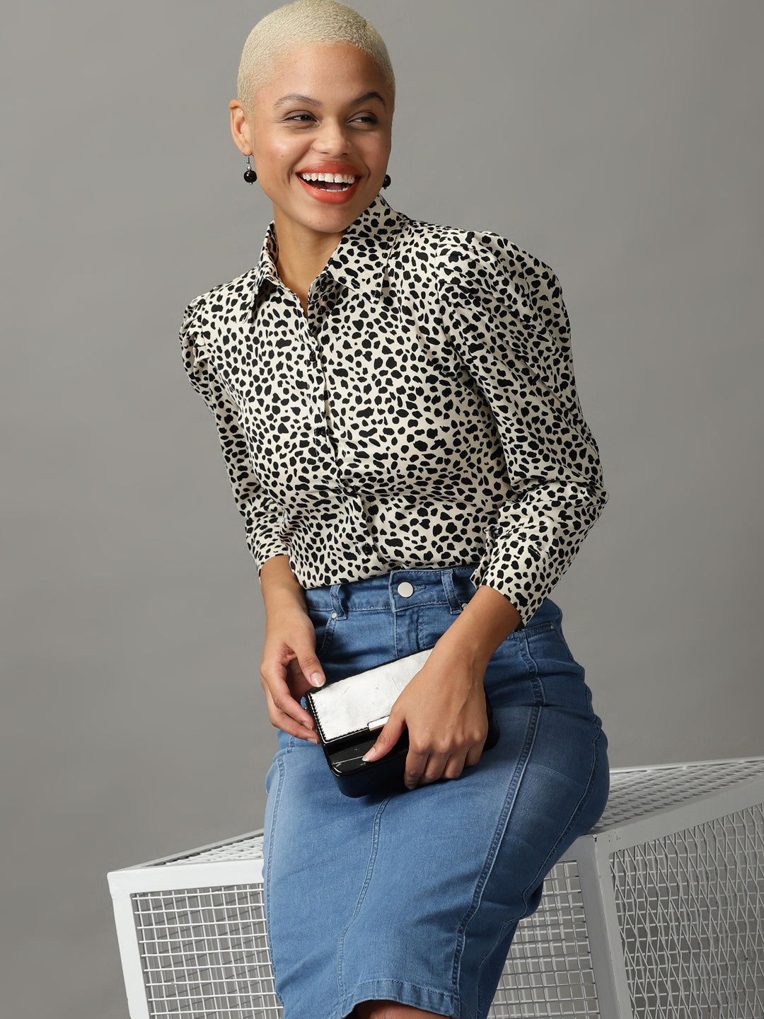 Women's Beige Printed Shirt