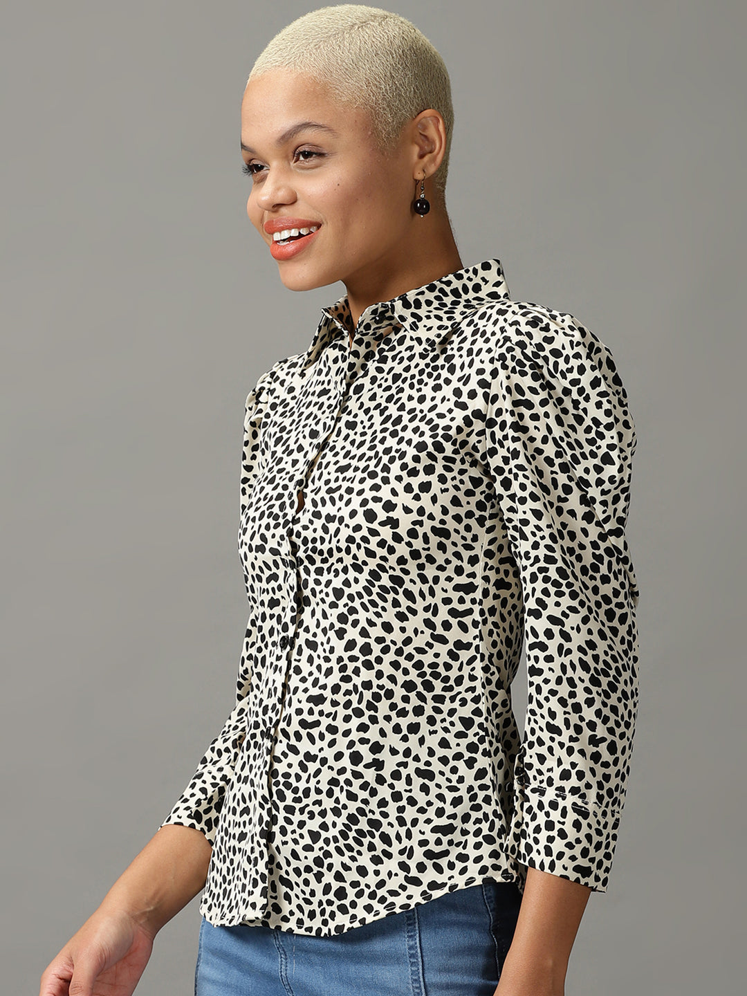 Women's Beige Printed Shirt