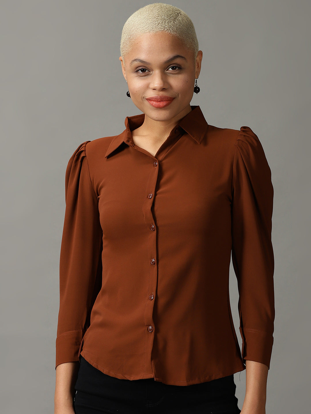 Women's Brown Solid Shirt