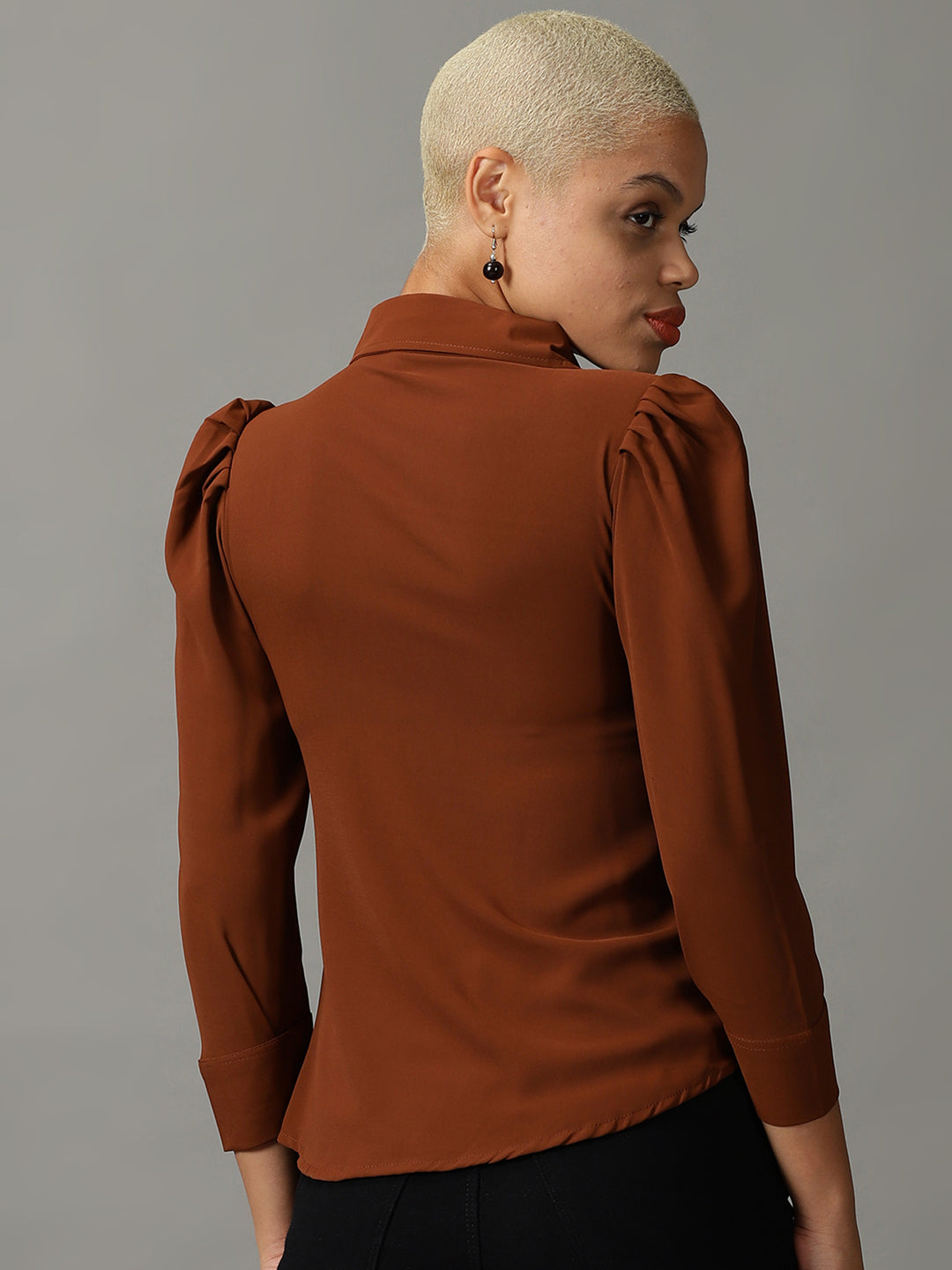 Women's Brown Solid Shirt