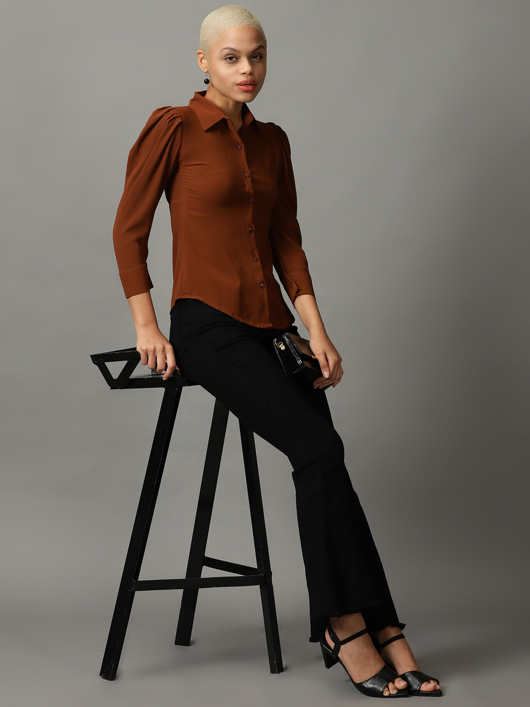 Women's Brown Solid Shirt