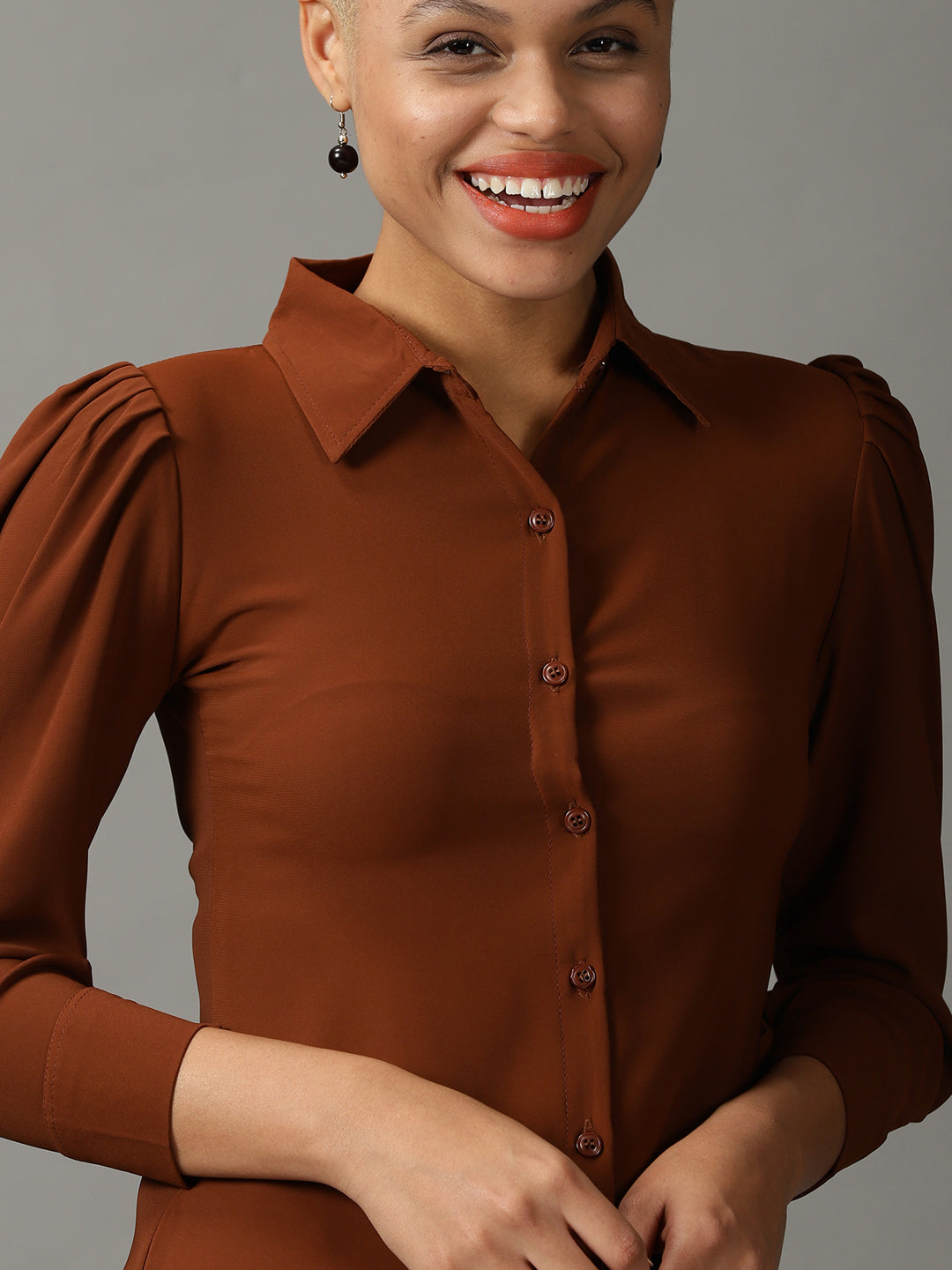 Women's Brown Solid Shirt