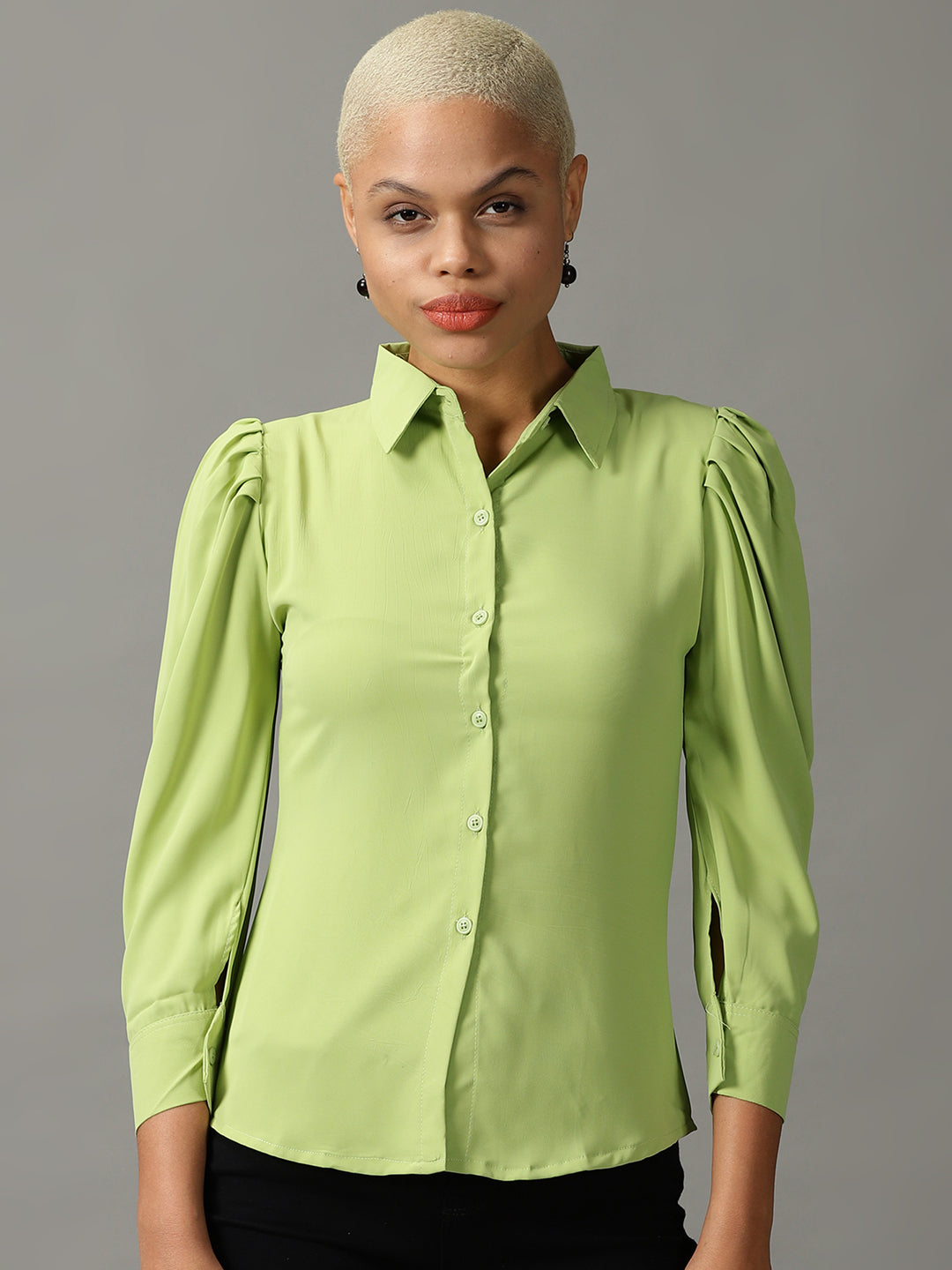 Women's Green Solid Shirt