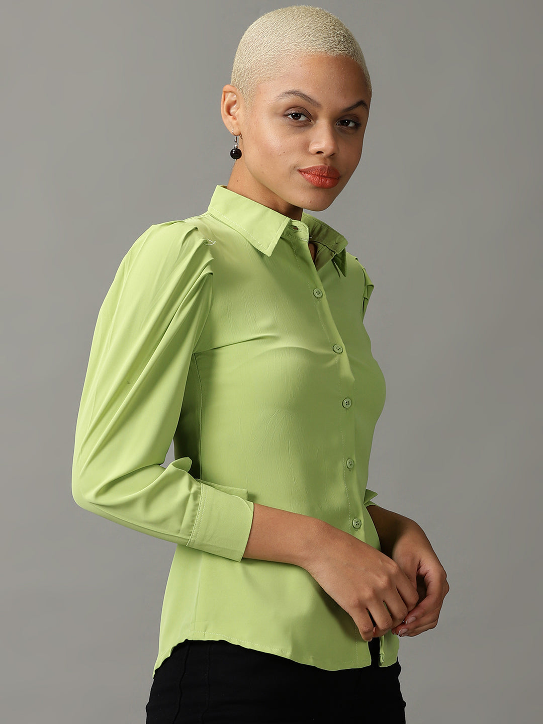 Women's Green Solid Shirt