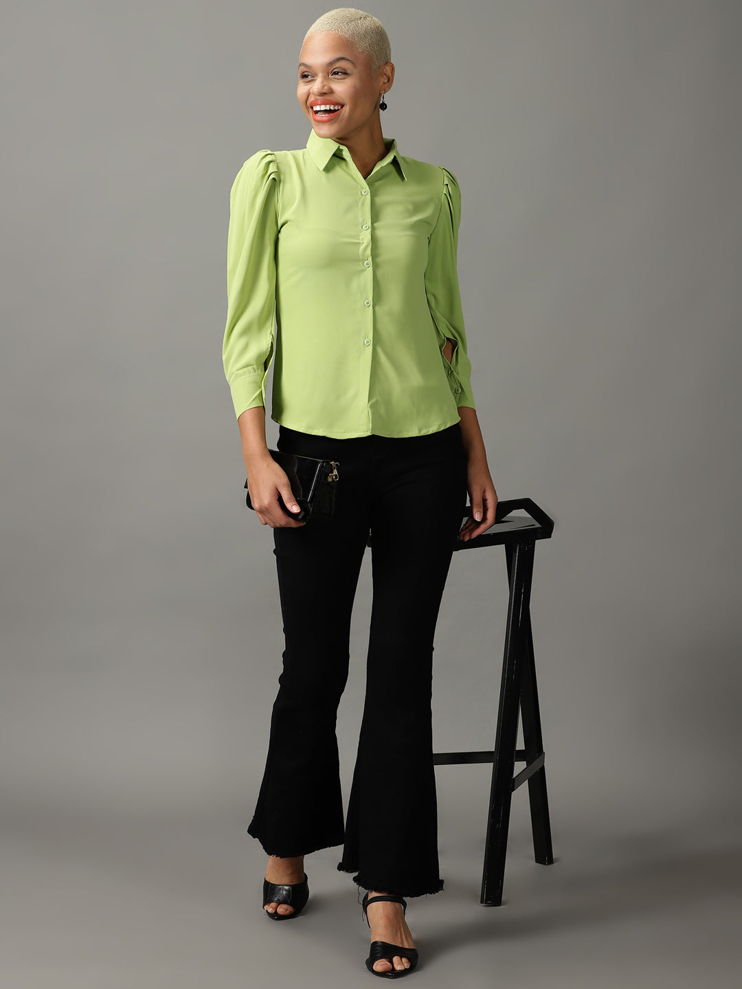 Women's Green Solid Shirt