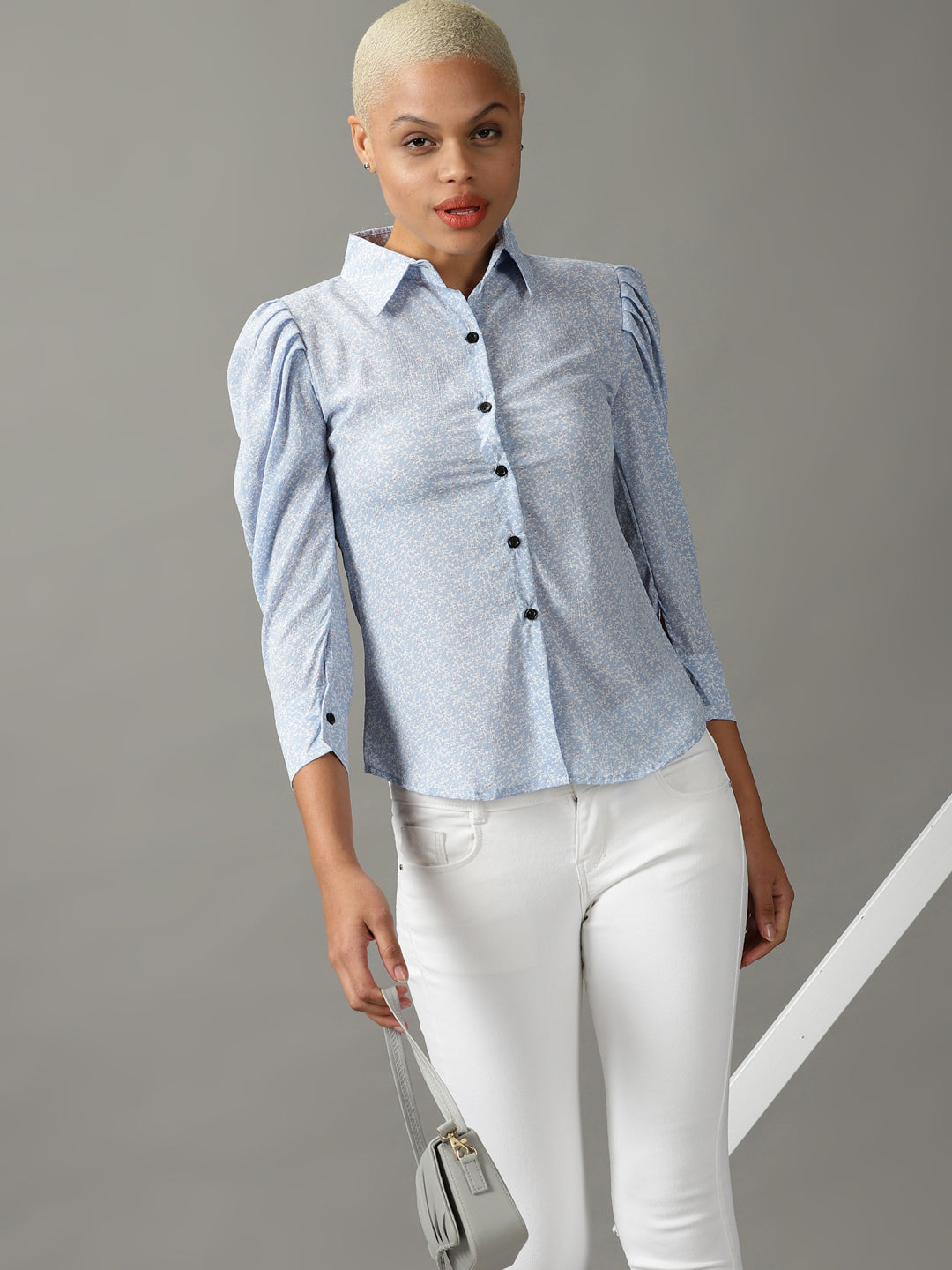 Women's Blue Printed Shirt