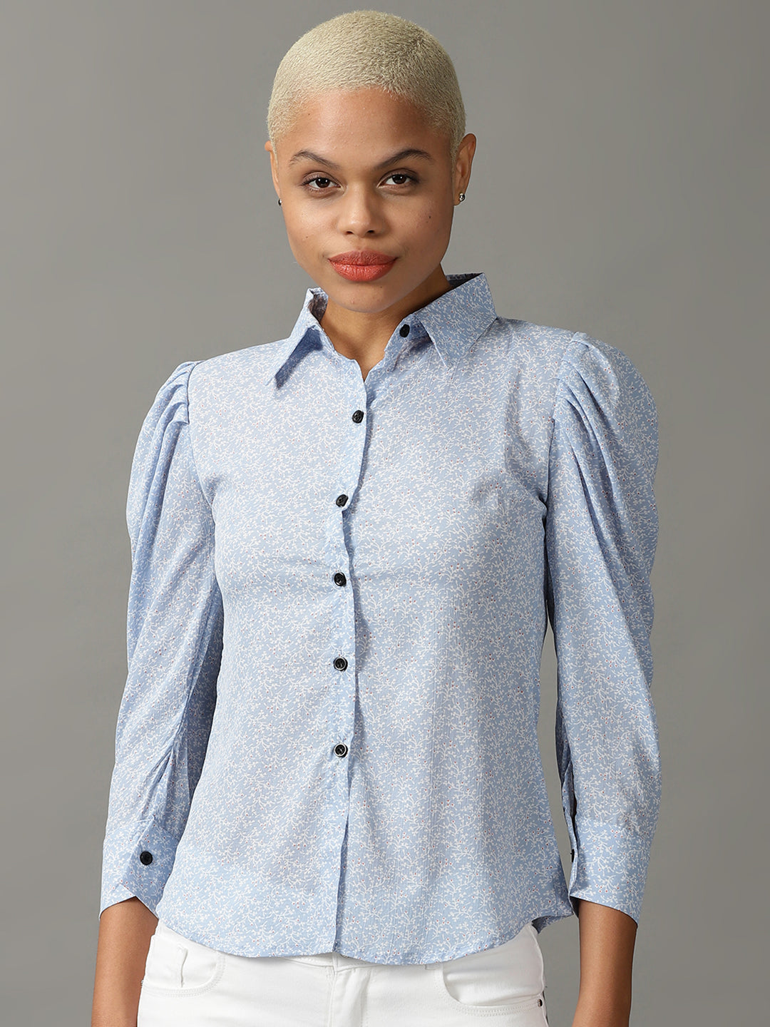 Women's Blue Printed Shirt