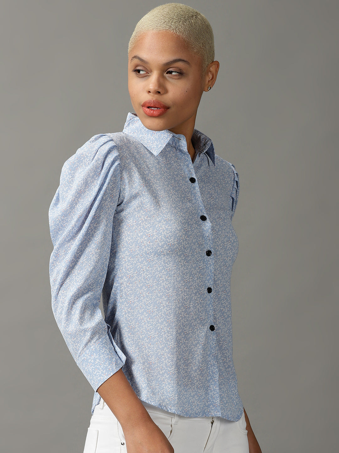 Women's Blue Printed Shirt