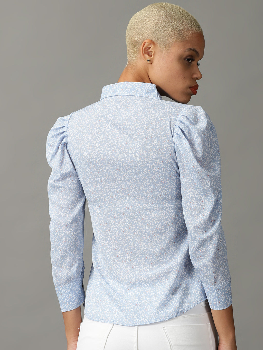 Women's Blue Printed Shirt