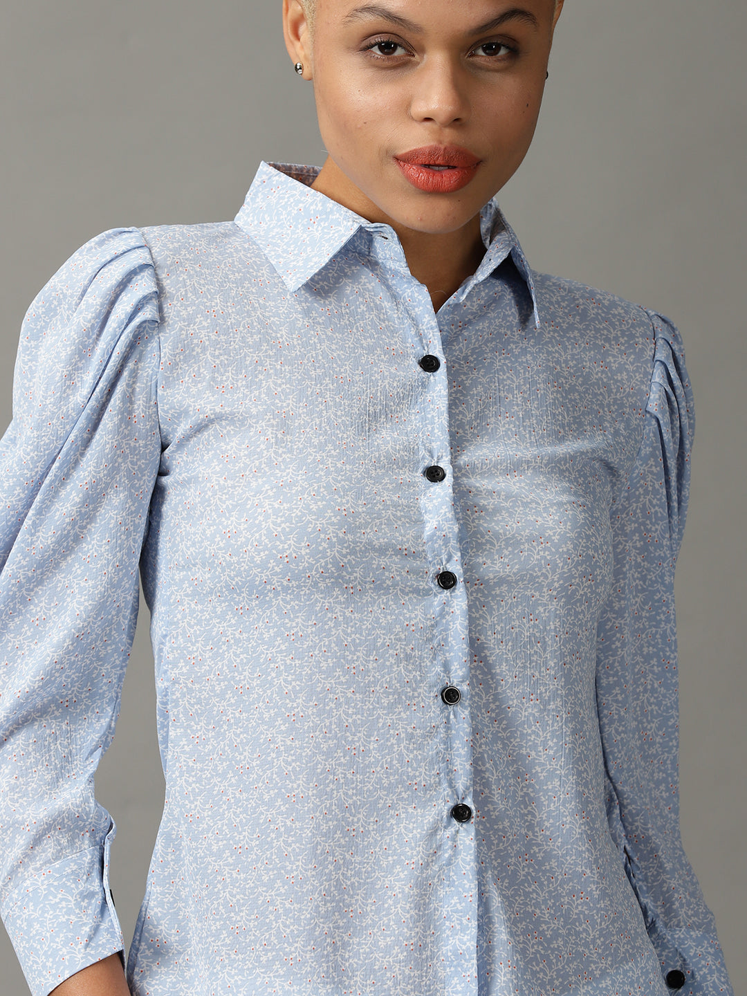 Women's Blue Printed Shirt