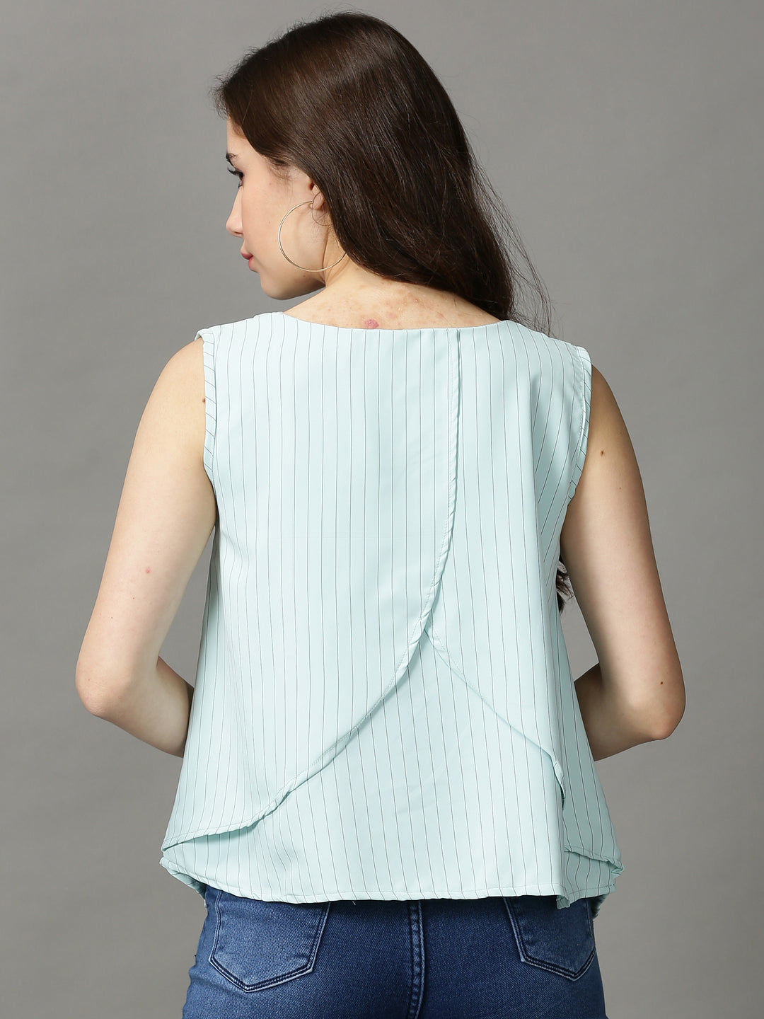 Women's Sea Green Striped Top