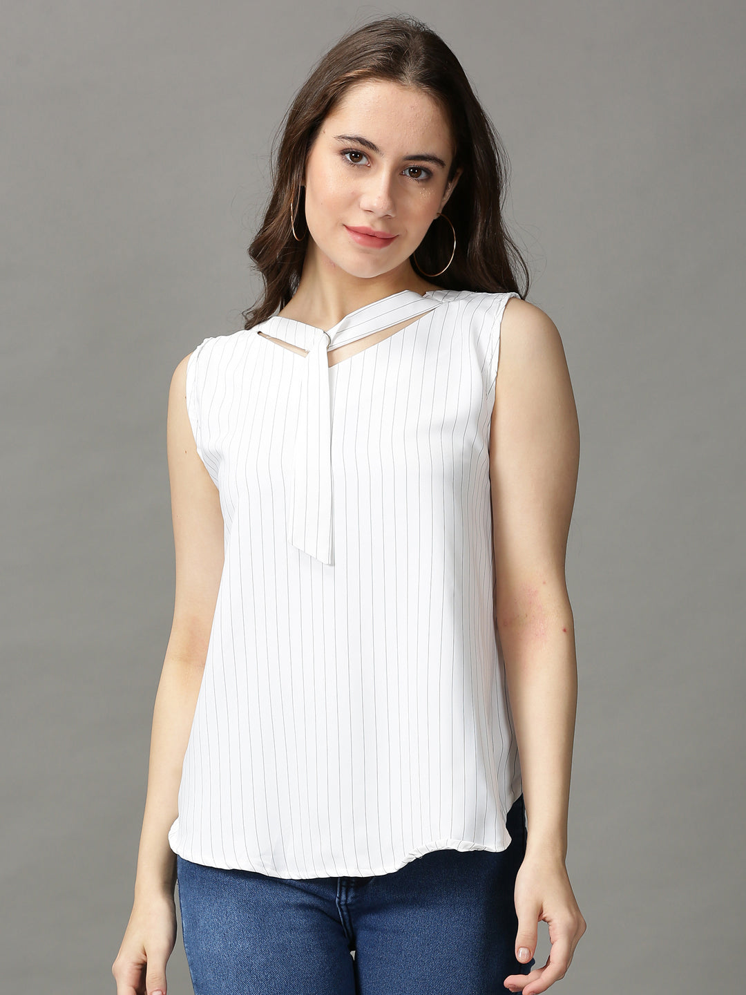 Women's White Striped Top