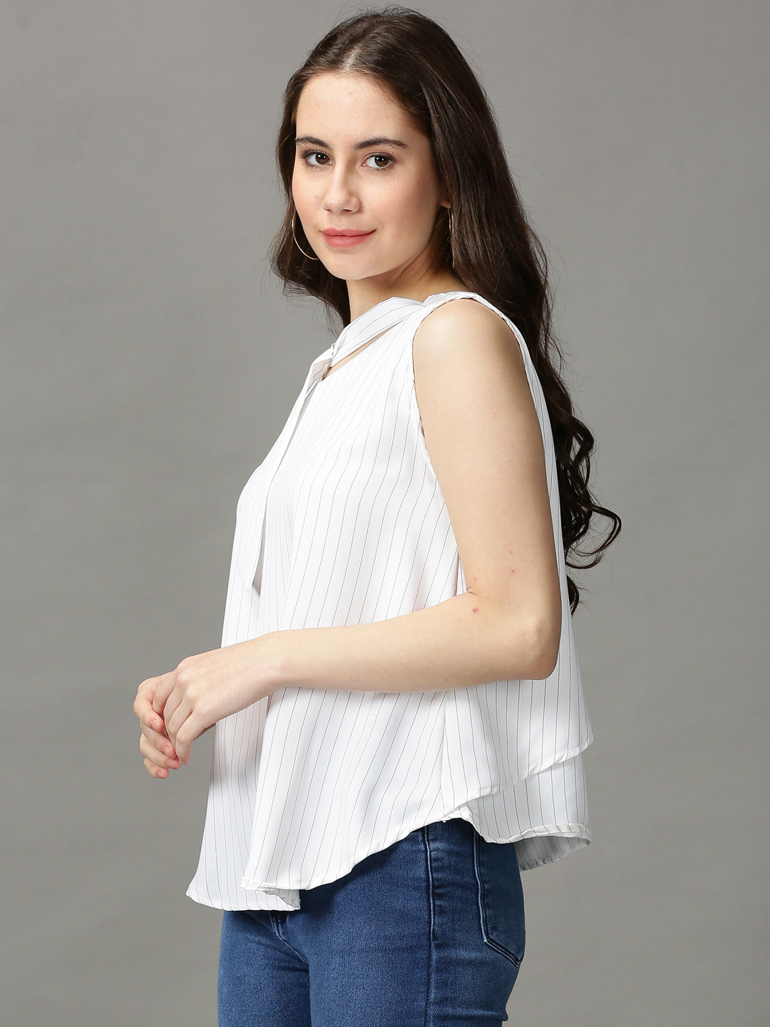 Women's White Striped Top