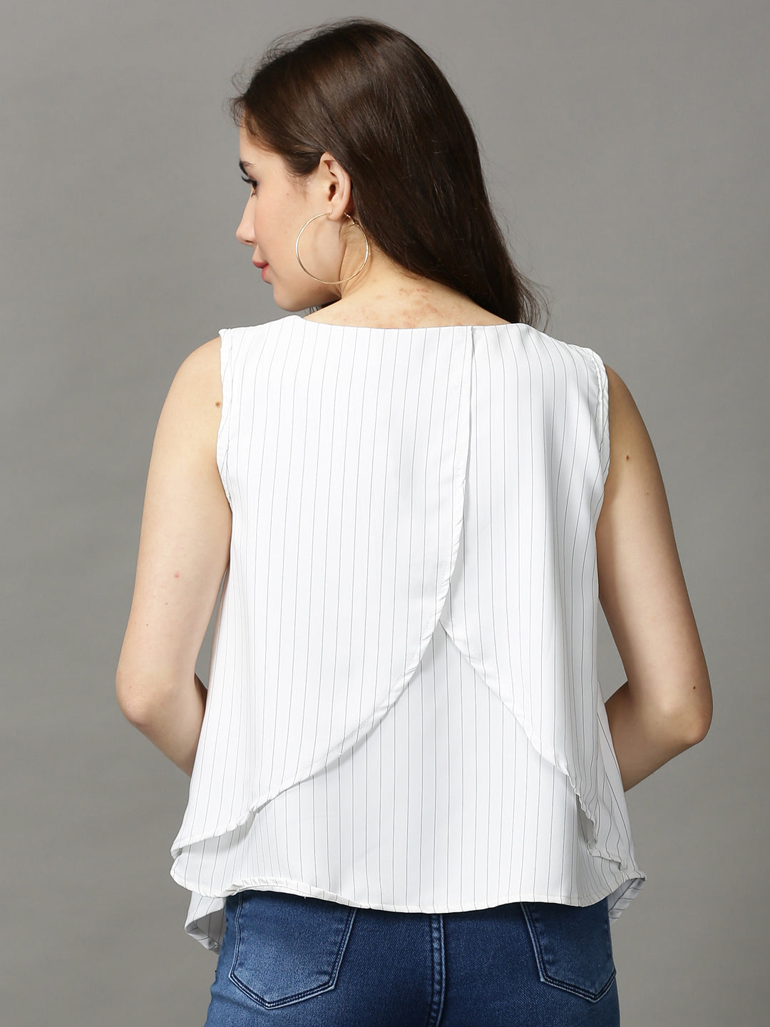 Women's White Striped Top