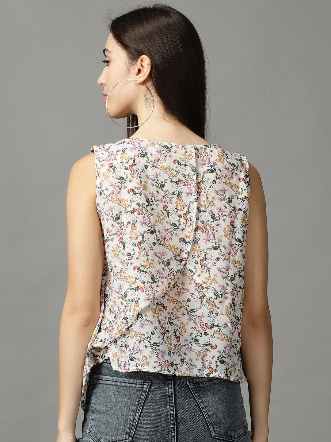 Women's Beige Printed Top