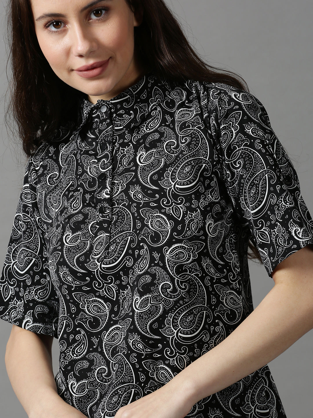 Women's Black Printed Top