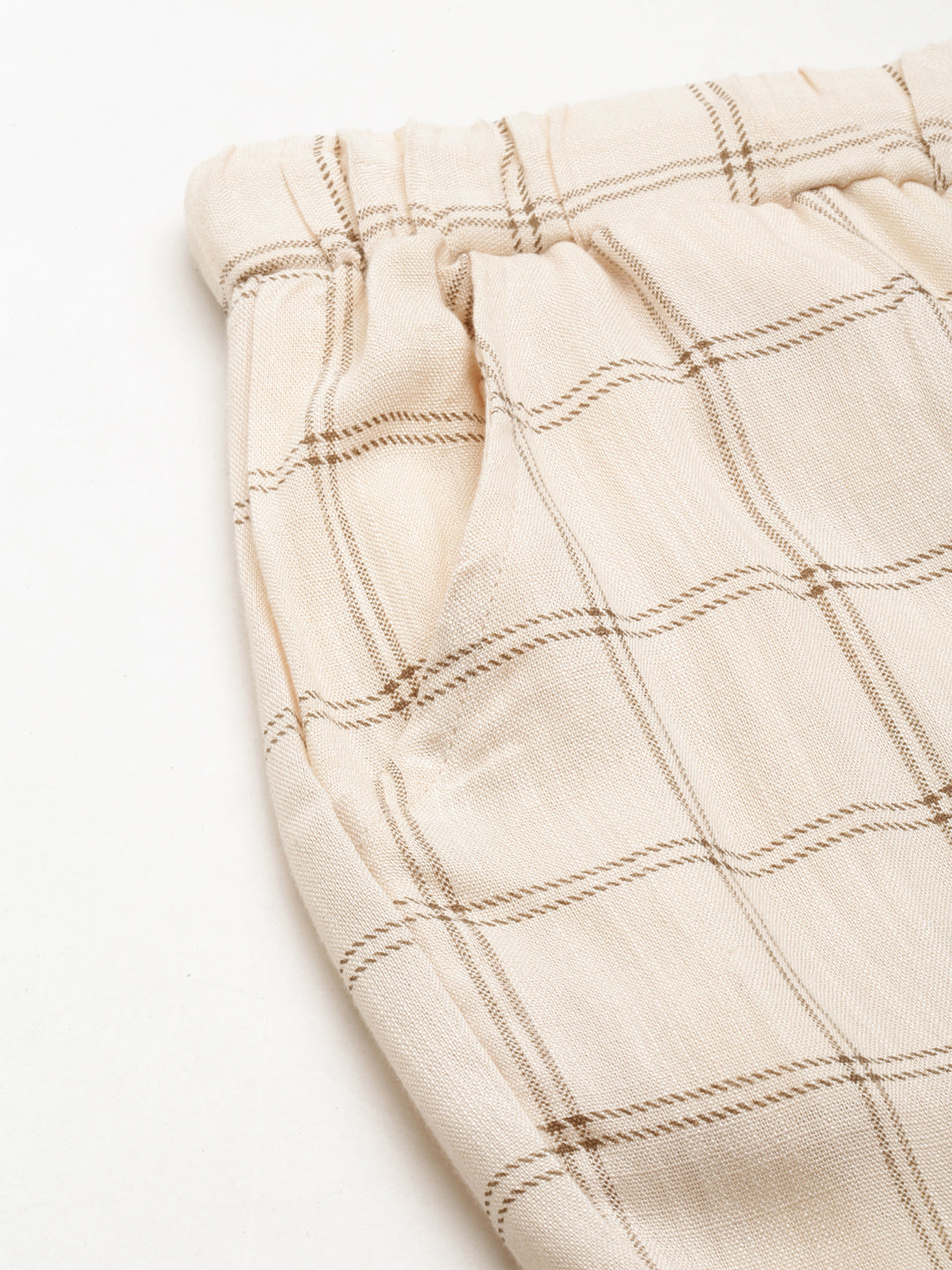 Women Cream Checked Culottes