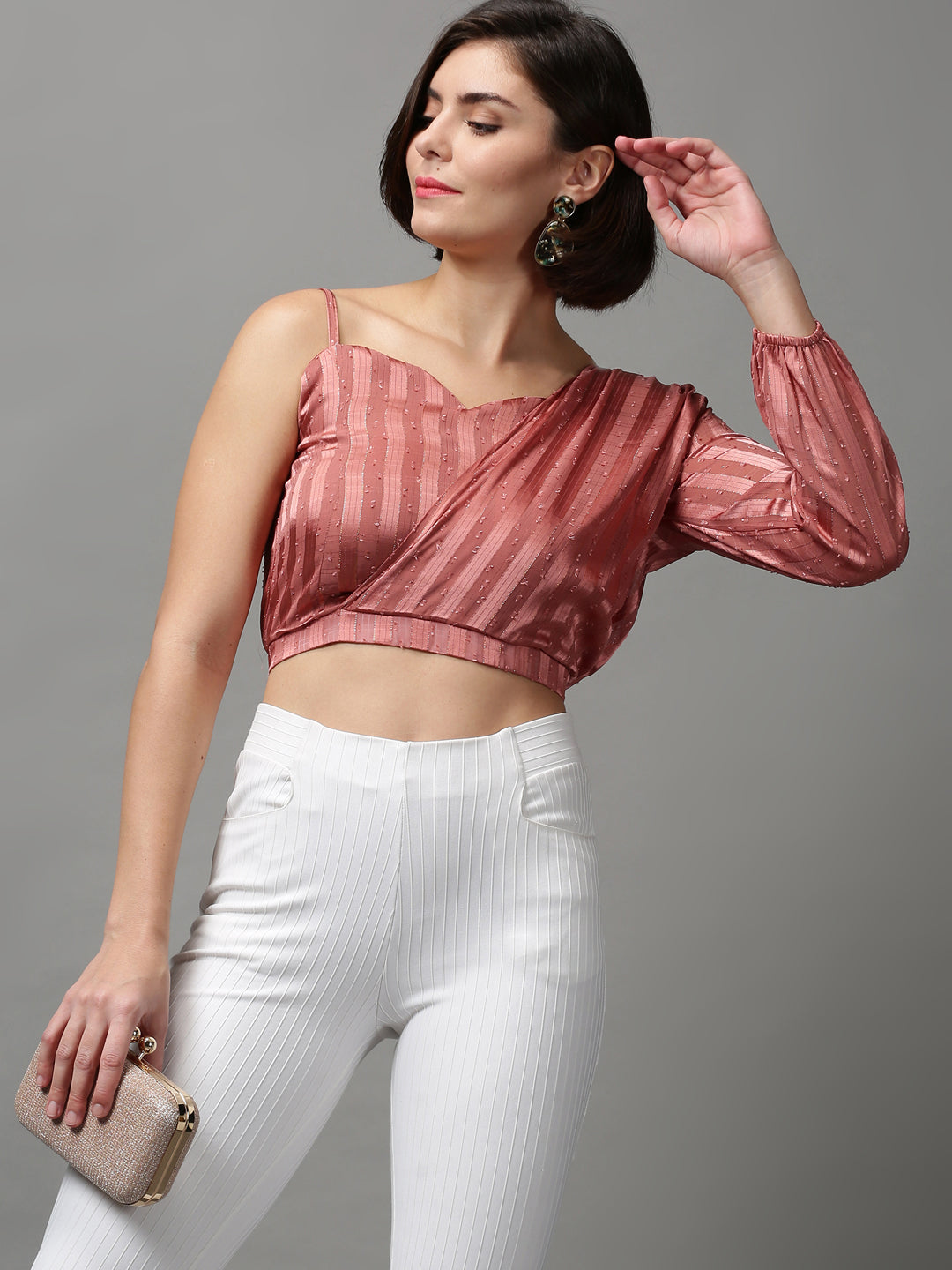 Women's Mauve Solid Crop Top