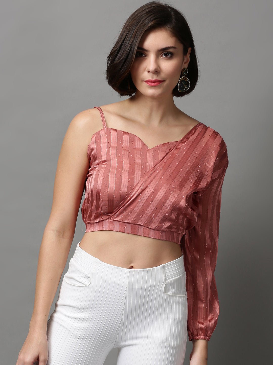 Women's Mauve Solid Crop Top