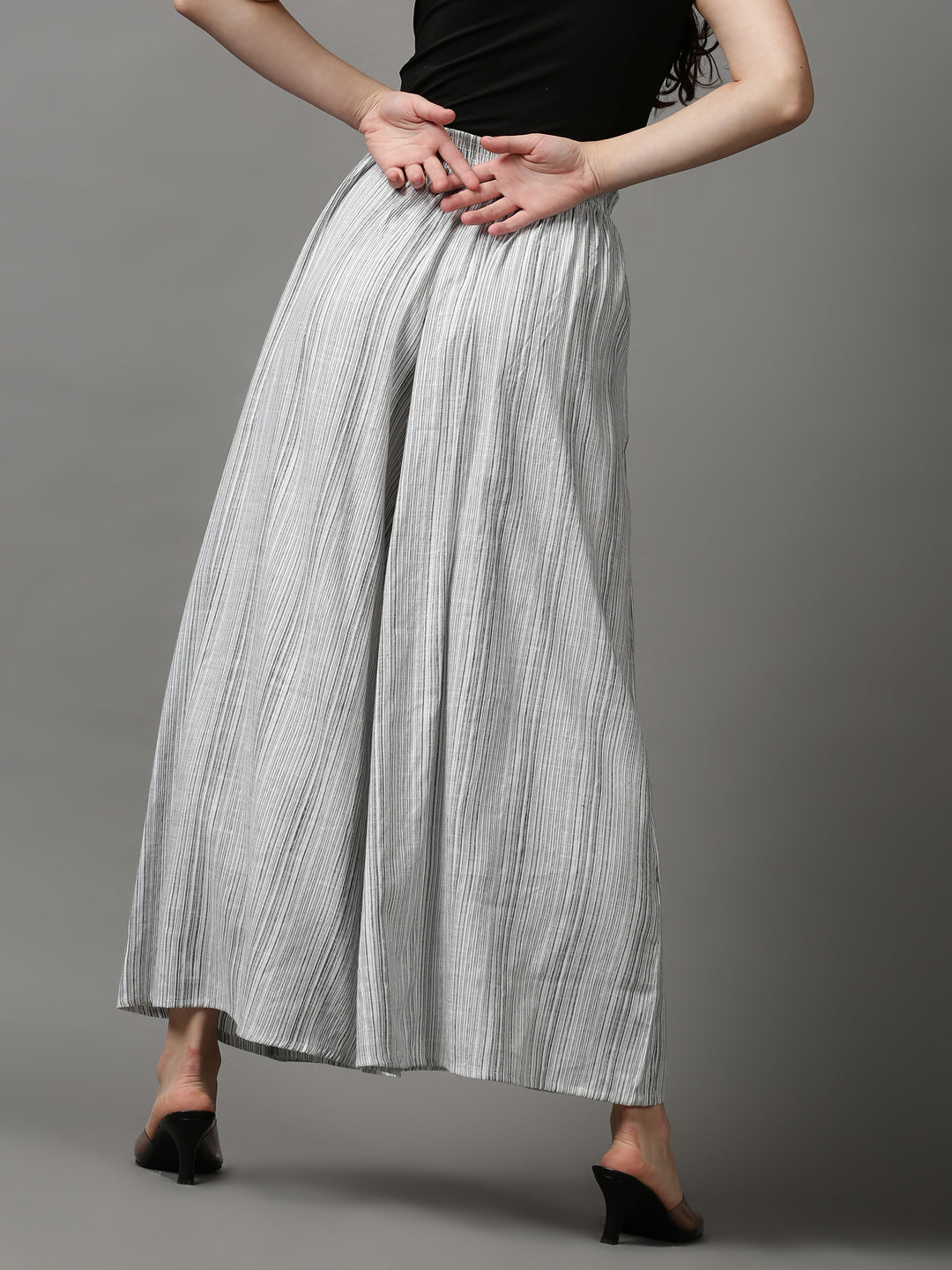 Women's White Striped Culotte