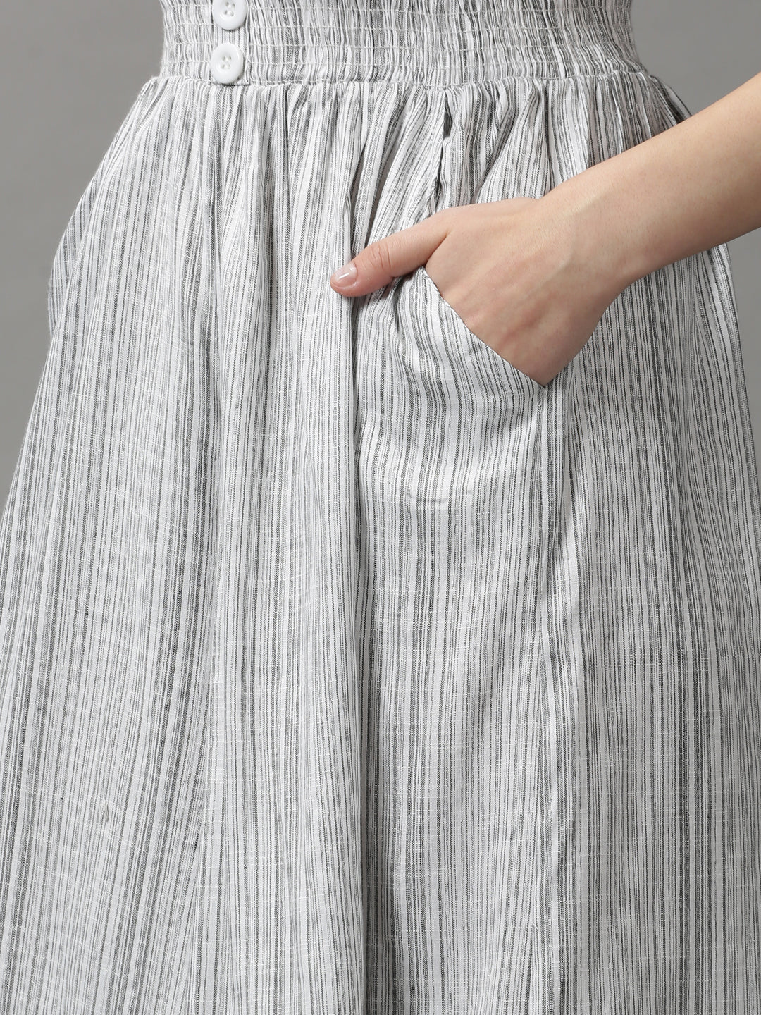 Women's White Striped Culotte