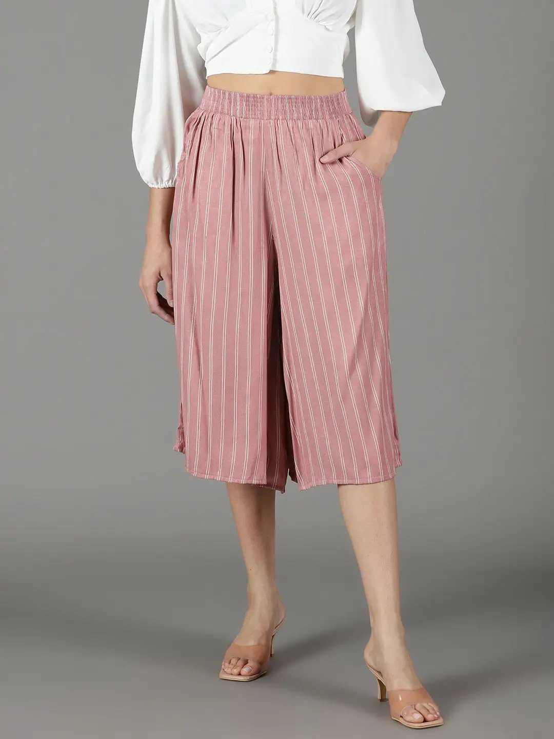 Women's Mauve Striped Culottes