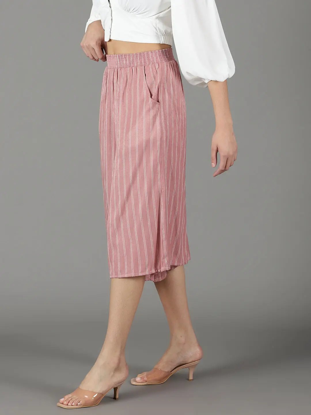 Women's Mauve Striped Culottes