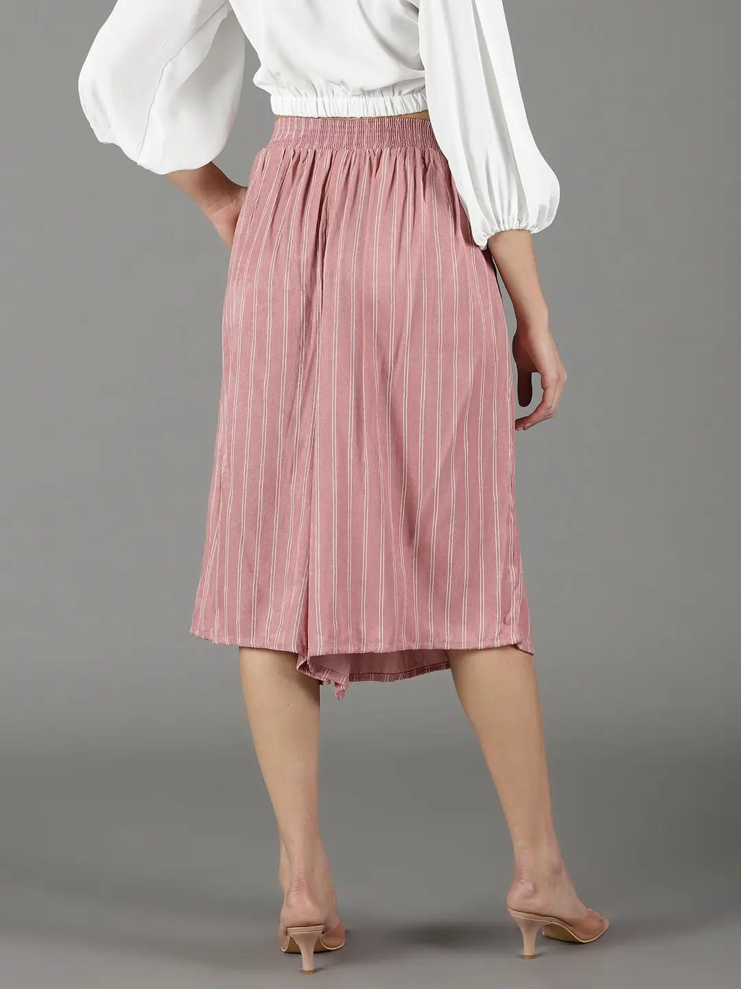 Women's Mauve Striped Culottes