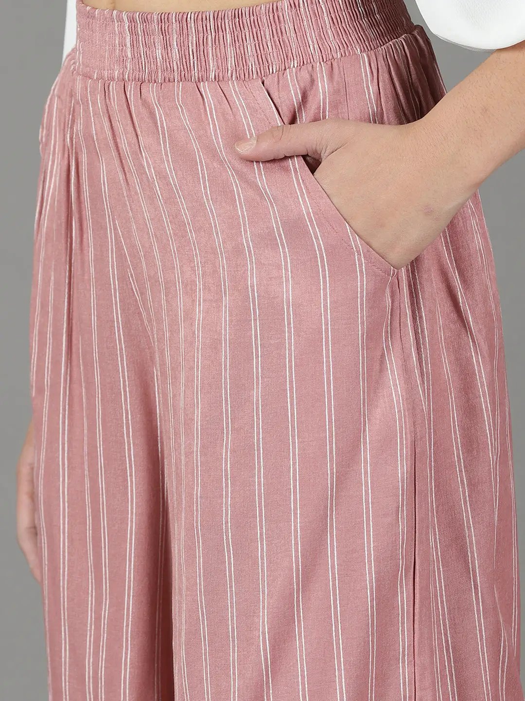 Women's Mauve Striped Culottes