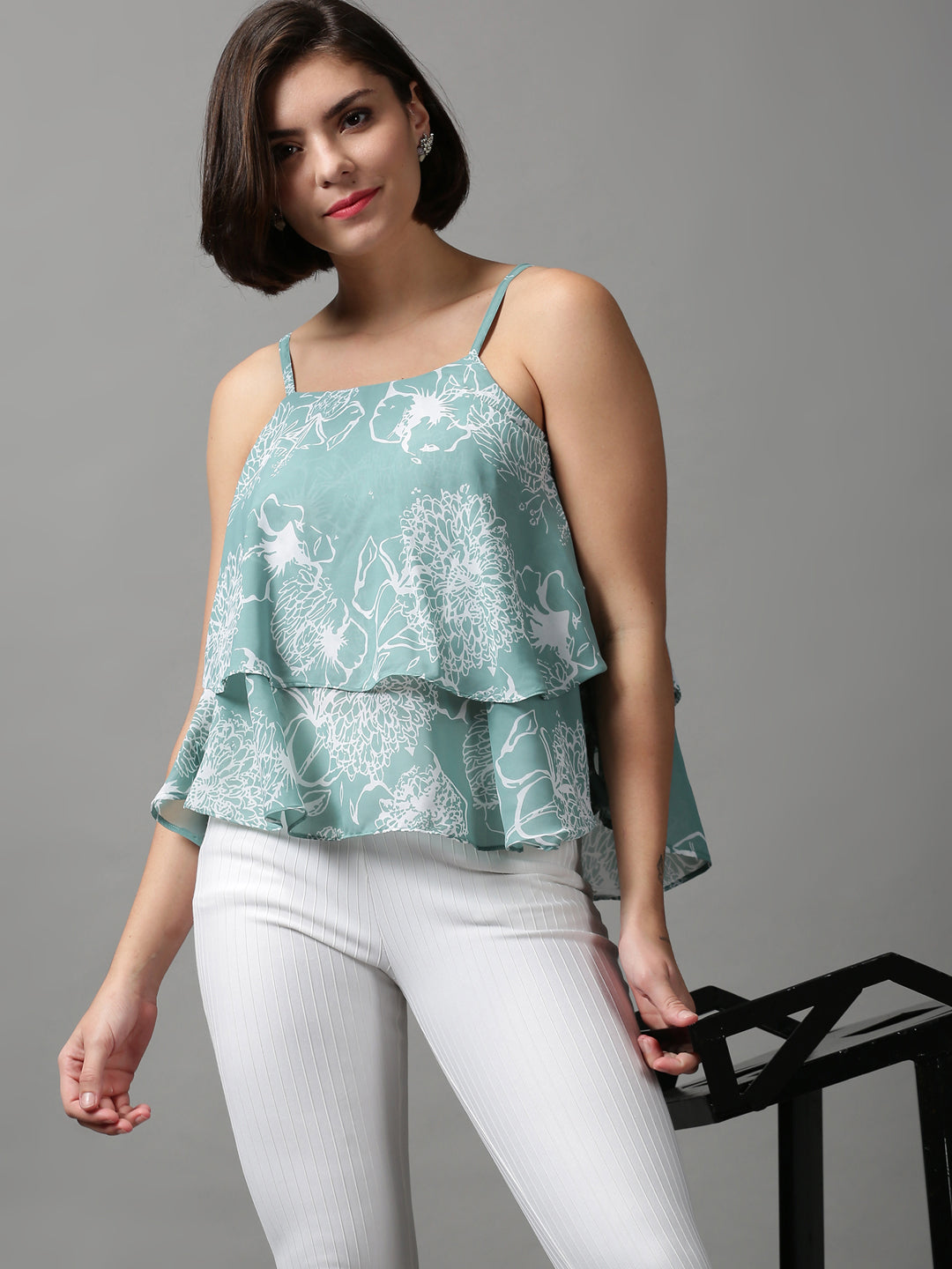 Women's Sea Green Printed Top