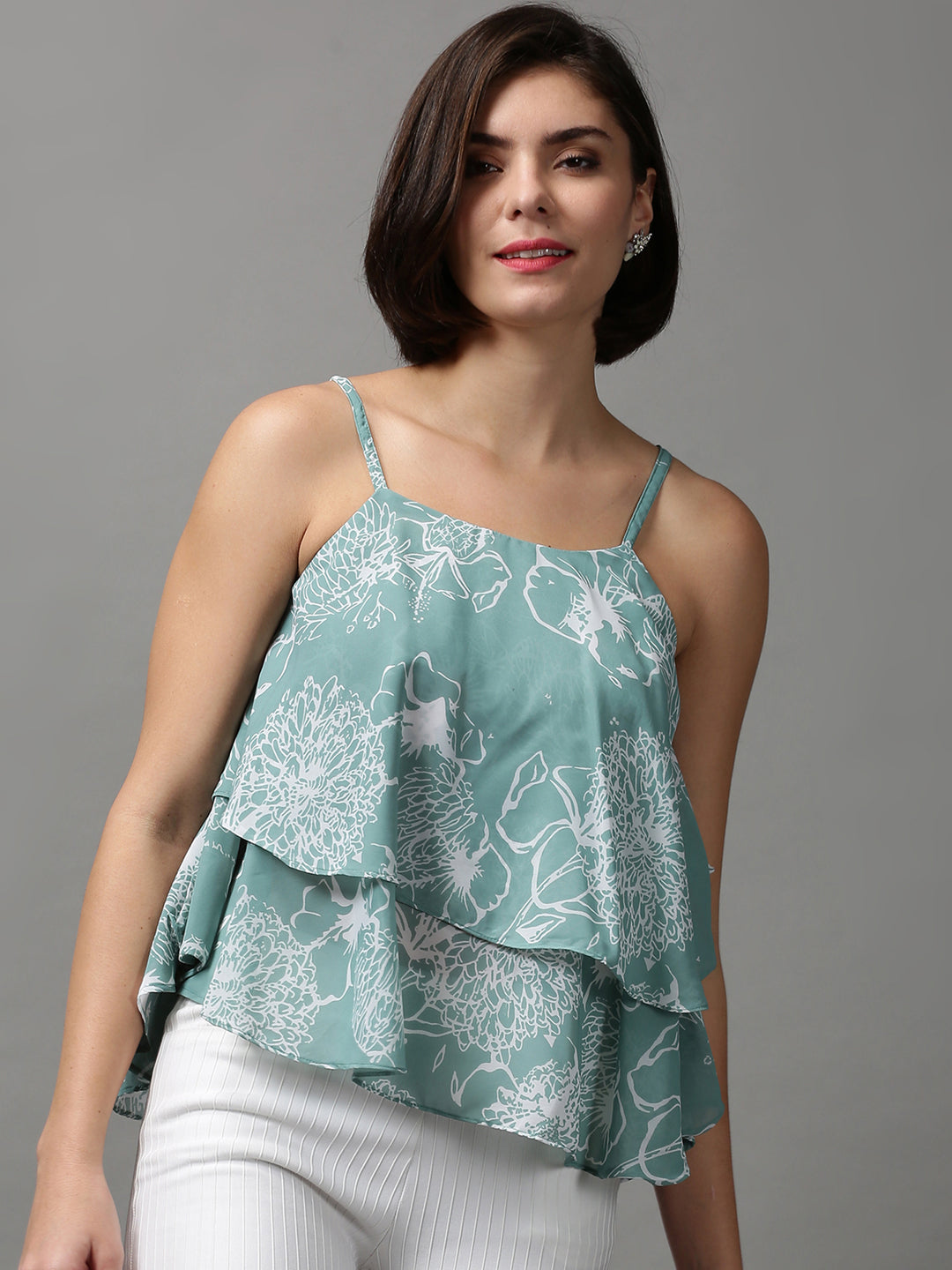 Women's Sea Green Printed Top