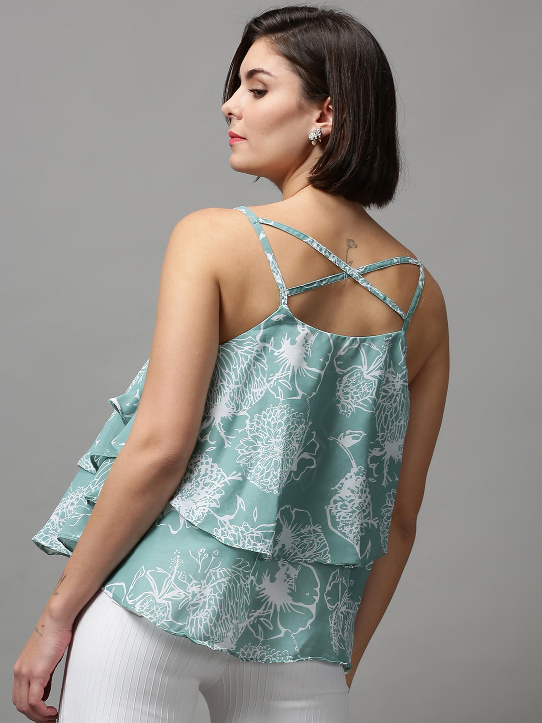 Women's Sea Green Printed Top