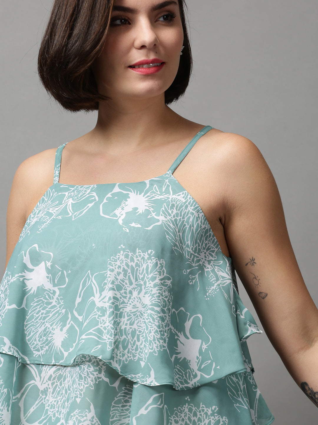 Women's Sea Green Printed Top