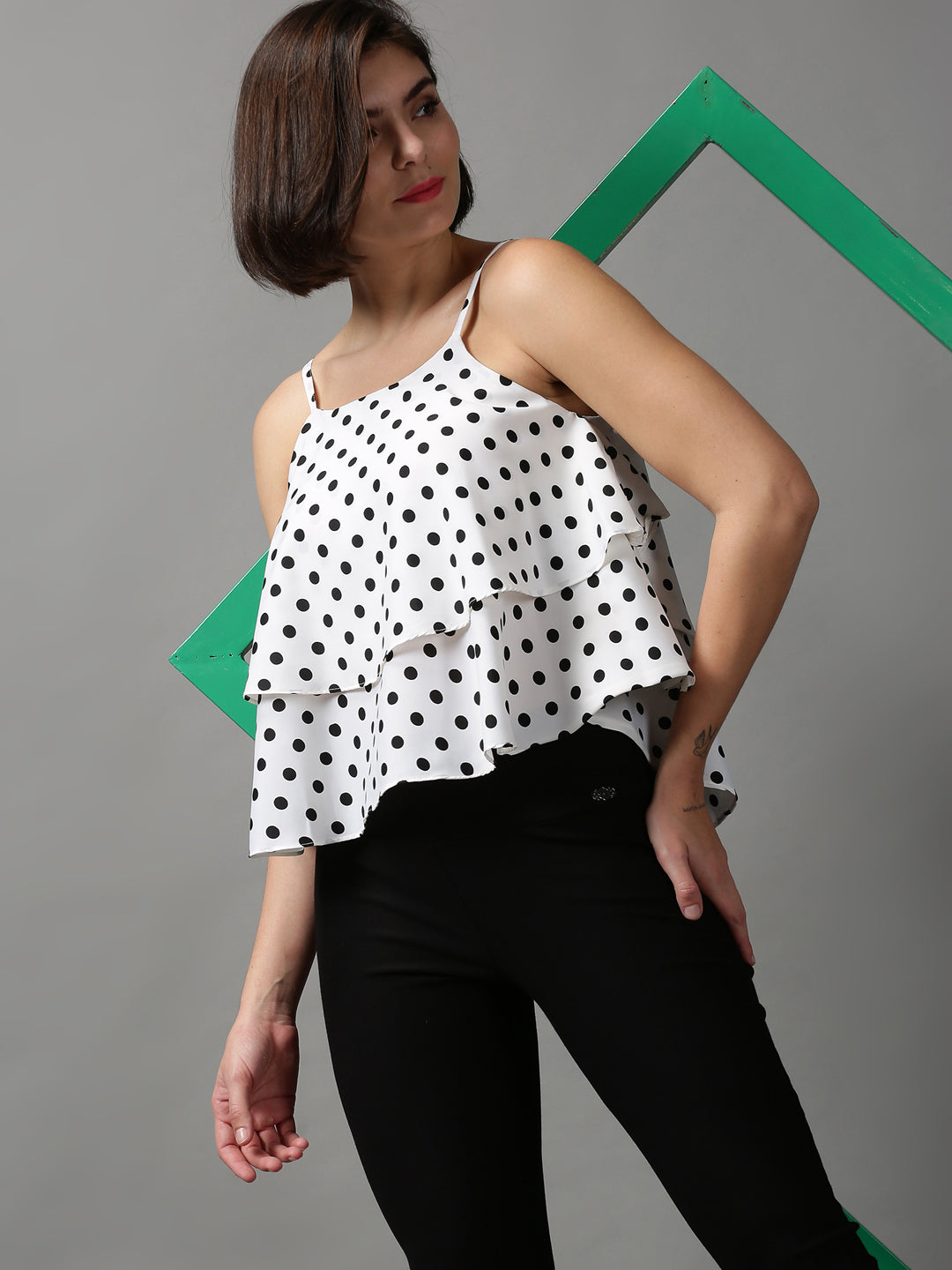 Women's White Printed Top